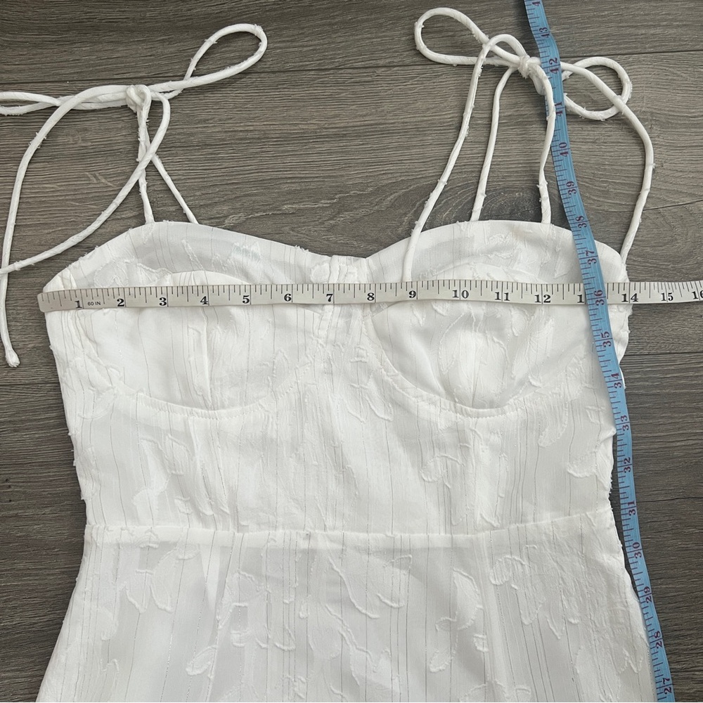 Lulus Loveliest Looks Midi Dress XS White Floral Jacquard Metallic Cottagecore - Picture 9 of 11